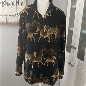 COPY - 🍄Bellessa Black and Gold Horse Print Jacket